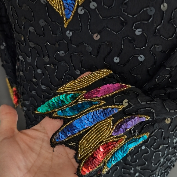 Leslie Fay 80s beaded dress size 8 vintage dress - Picture 3 of 12